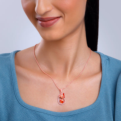 Rose Gold Flutterdrop Pendant With Link Chain