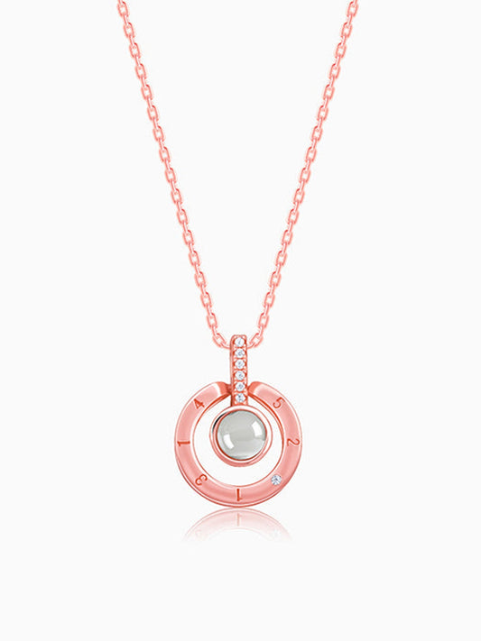 Rose Gold A 100 I Love You Pendant With Link Chain