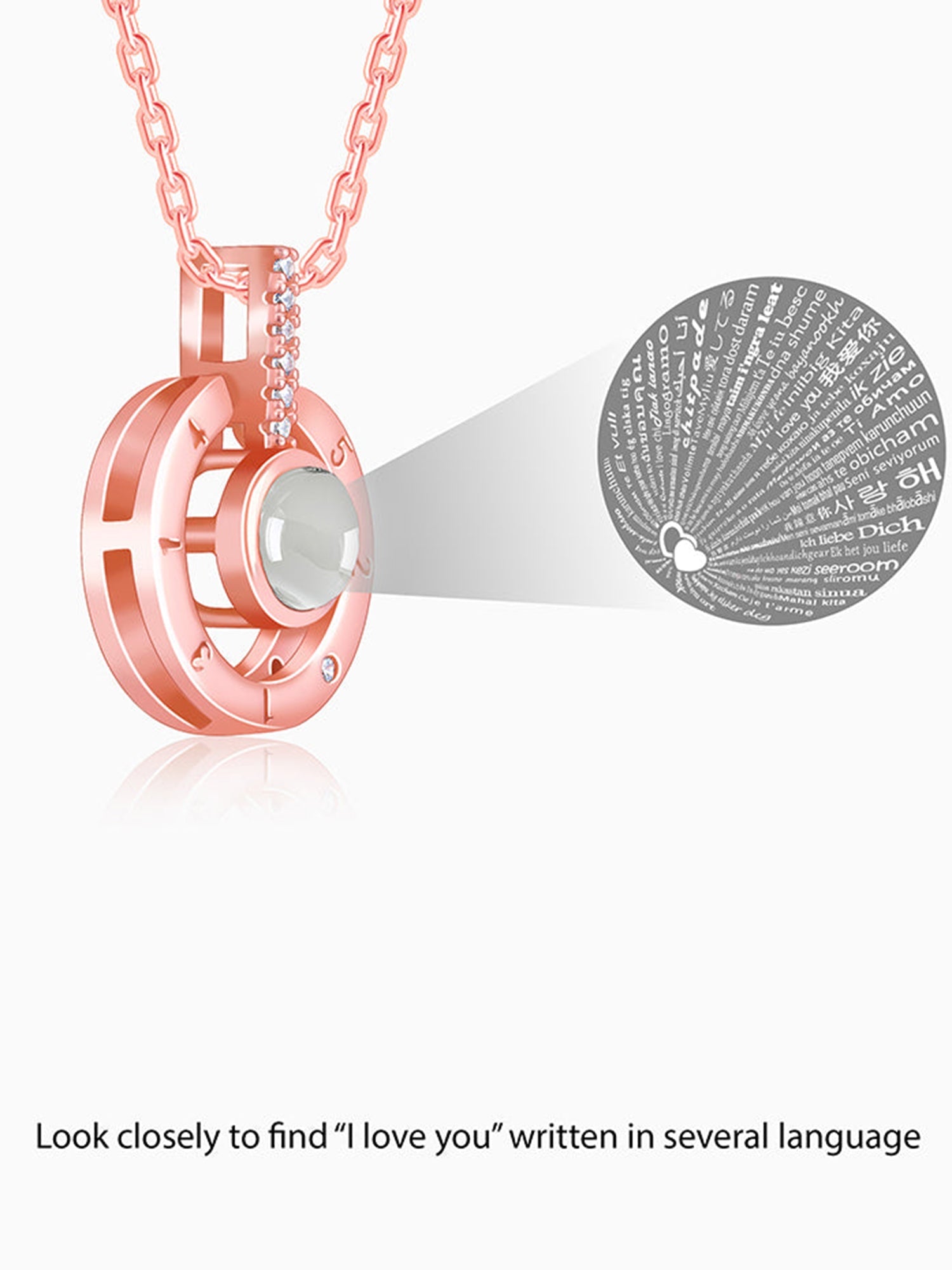 Rose Gold A 100 I Love You Pendant With Link Chain