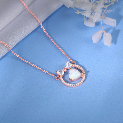 Rose Gold Bow Heart Necklace