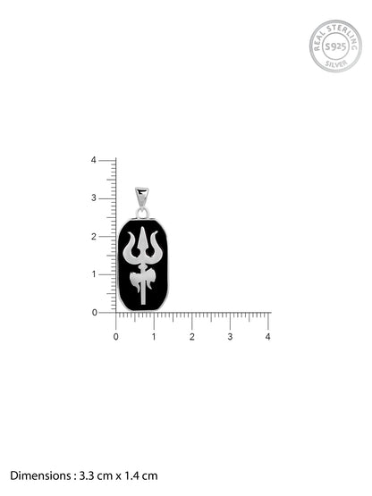 Silver Trishul Pendant With Box Chain For Him