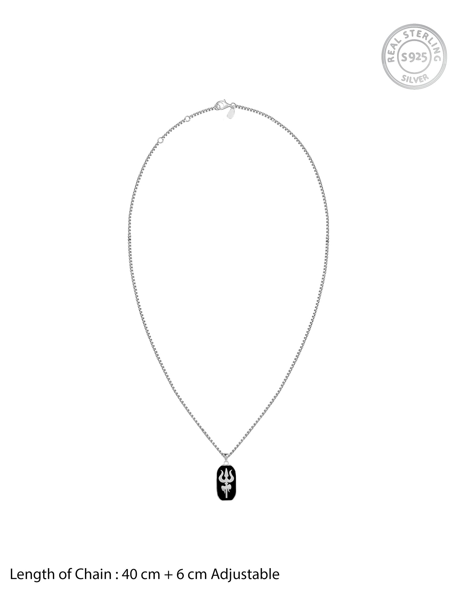 Silver Trishul Pendant With Box Chain For Him