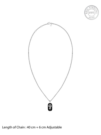 Silver Trishul Pendant With Box Chain For Him