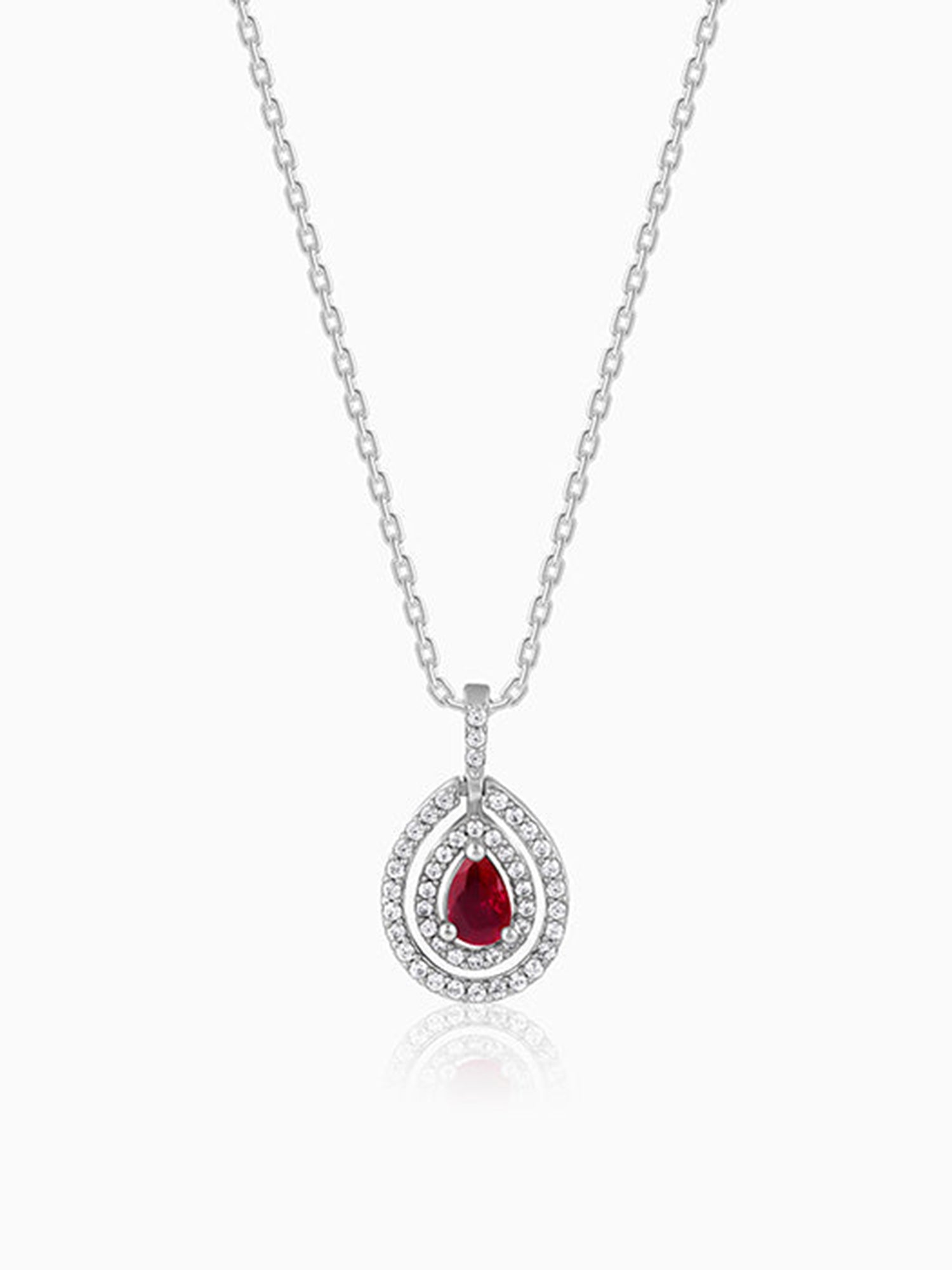 Silver Beauty Drop Pendant With Link Chain
