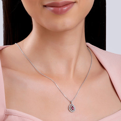 Silver Beauty Drop Pendant With Link Chain