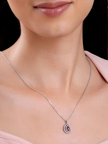 Silver Beauty Drop Pendant With Link Chain