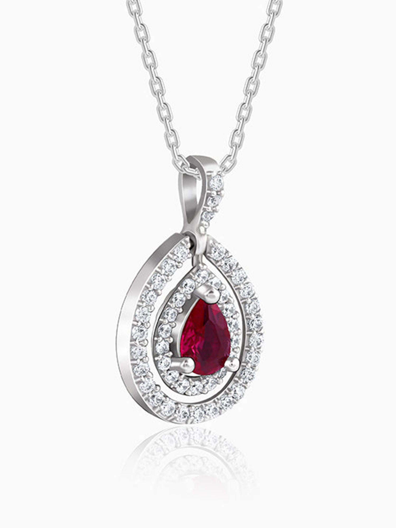 Silver Beauty Drop Pendant With Link Chain