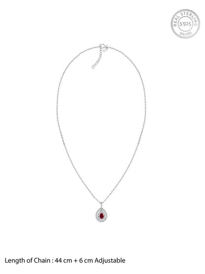 Silver Beauty Drop Pendant With Link Chain
