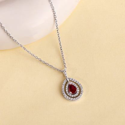 Silver Beauty Drop Pendant With Link Chain