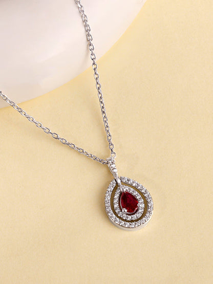 Silver Beauty Drop Pendant With Link Chain