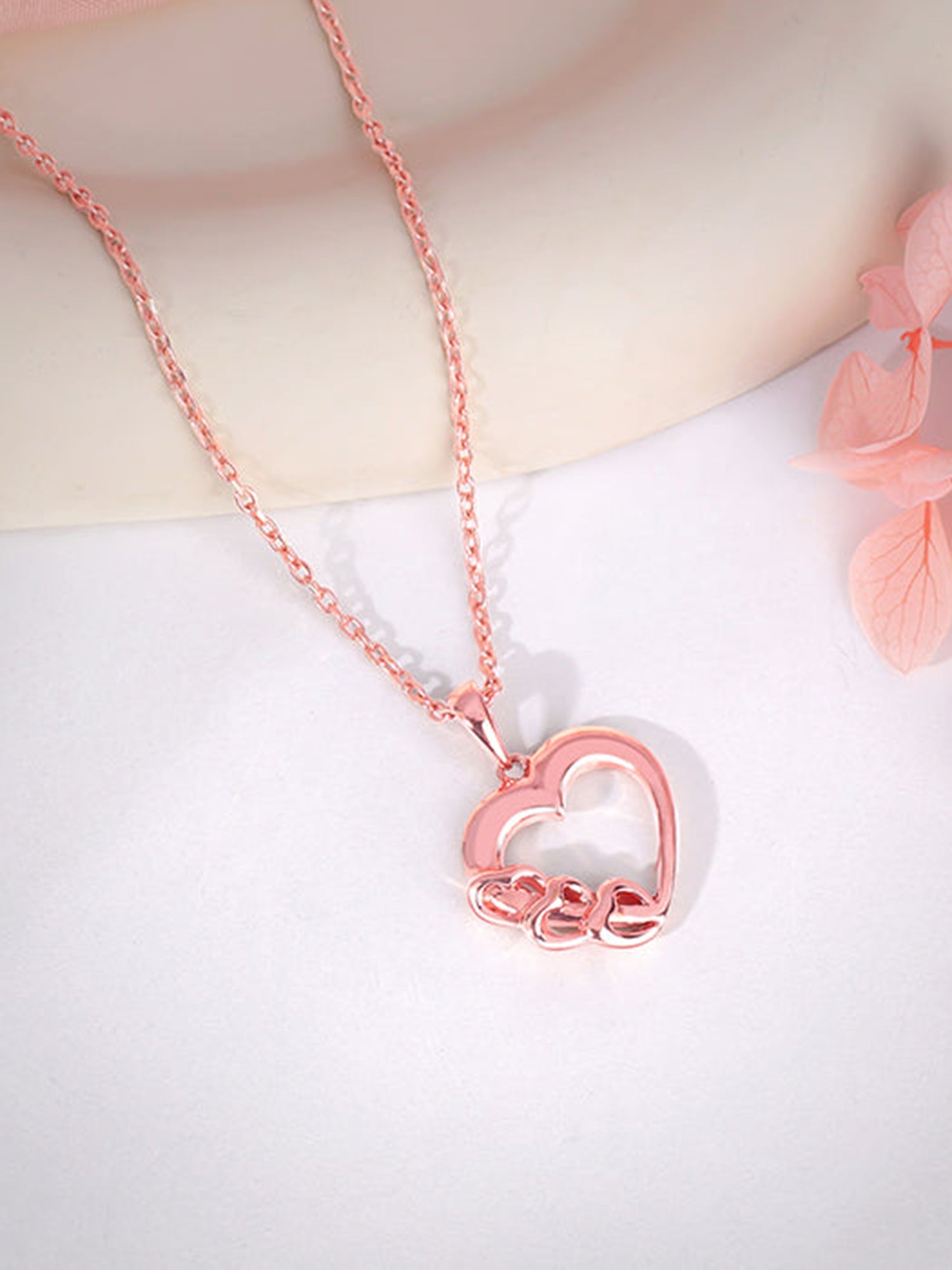 Rose Gold All Hearts Pendant With Link Chain