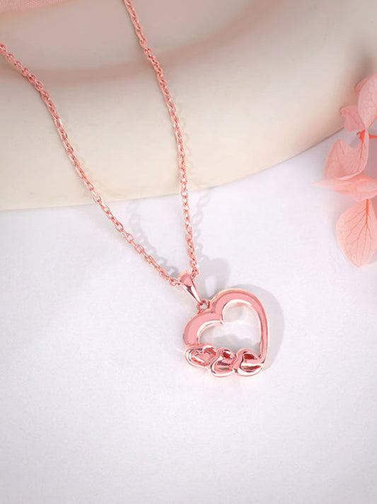 Rose Gold All Hearts Pendant With Link Chain
