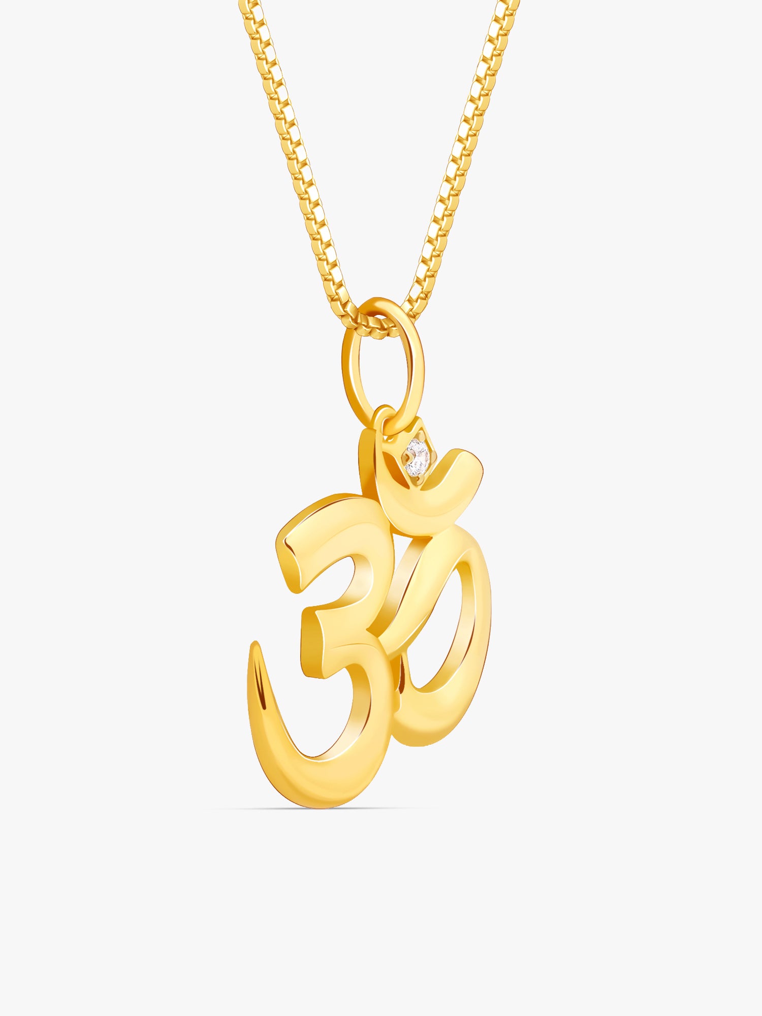 Golden Classic Om Pendant With Box Chain For Him