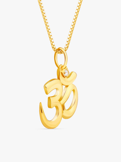 Golden Classic Om Pendant With Box Chain For Him