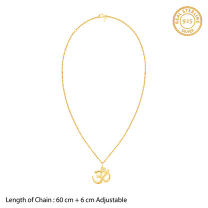Golden Classic Om Pendant With Box Chain For Him