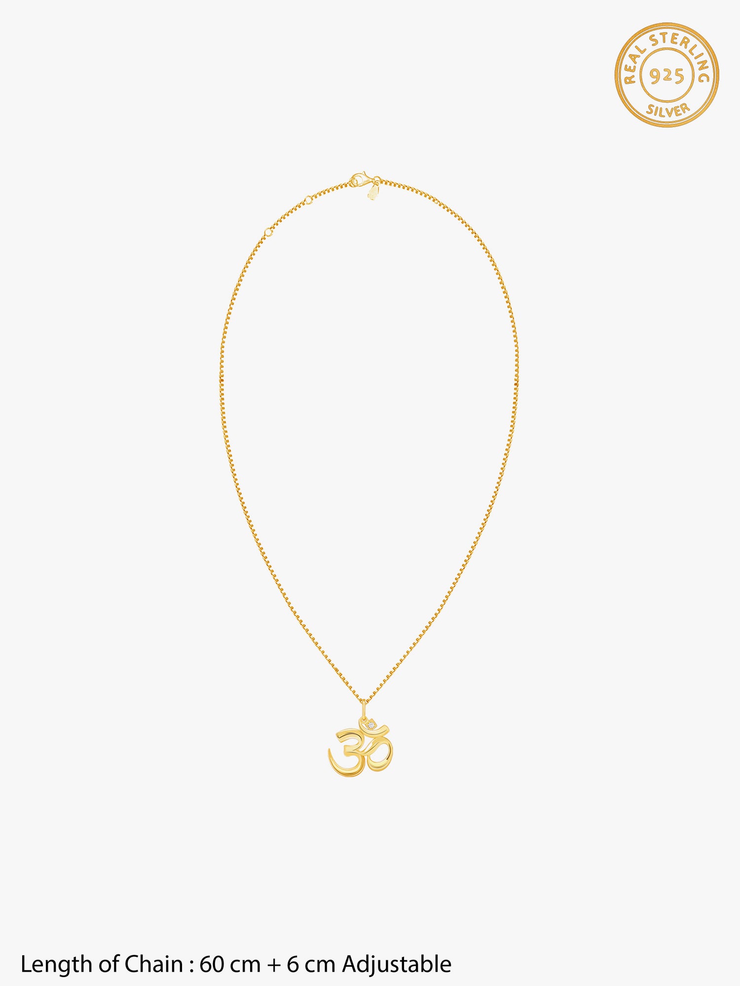 Golden Classic Om Pendant With Box Chain For Him