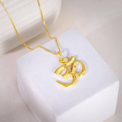 Golden Classic Om Pendant With Box Chain For Him