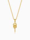 Golden Shiva Trishul Pendant With Box Chain