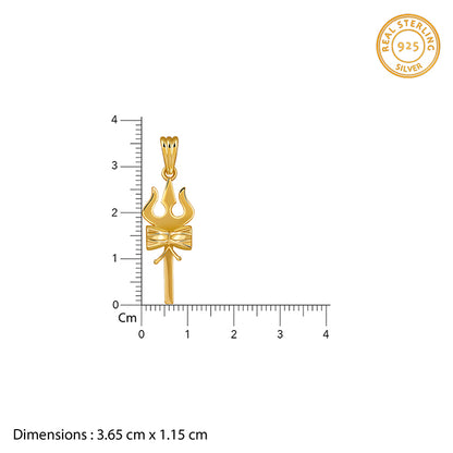 Golden Shiva Trishul Pendant With Box Chain