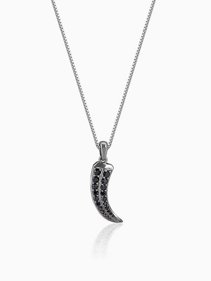 Black Rhodium Claw Pendant With Box Chain For Him