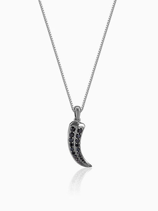 Black Rhodium Claw Pendant With Box Chain For Him