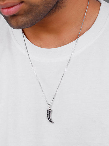 Black Rhodium Claw Pendant With Box Chain For Him