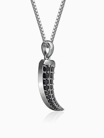Black Rhodium Claw Pendant With Box Chain For Him