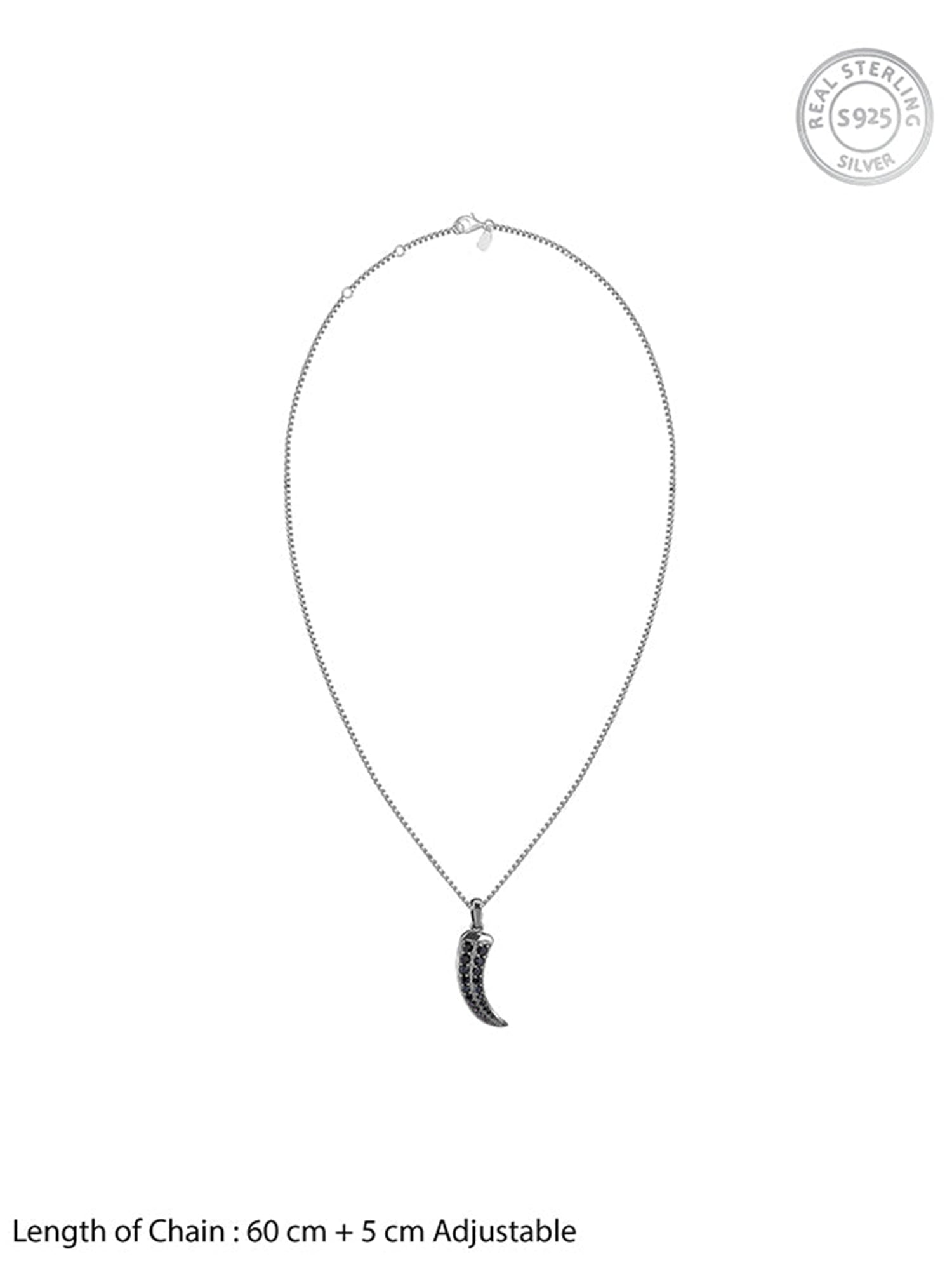 Black Rhodium Claw Pendant With Box Chain For Him