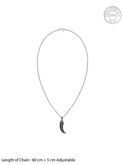 Black Rhodium Claw Pendant With Box Chain For Him