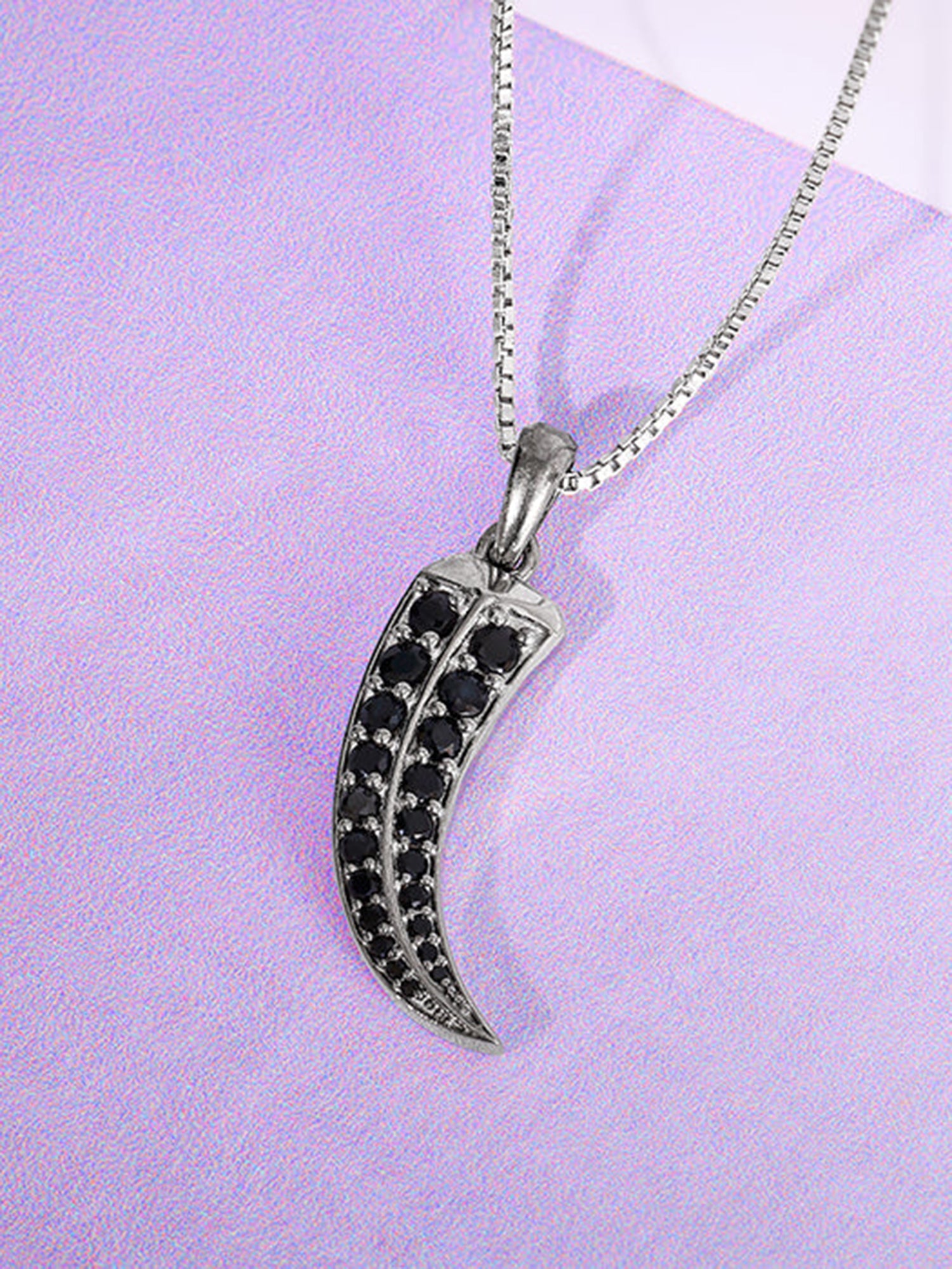 Black Rhodium Claw Pendant With Box Chain For Him
