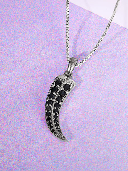 Black Rhodium Claw Pendant With Box Chain For Him