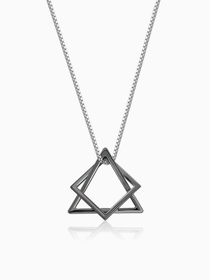 Black Rhodium Hexagram Pendant With Box Chain For Him