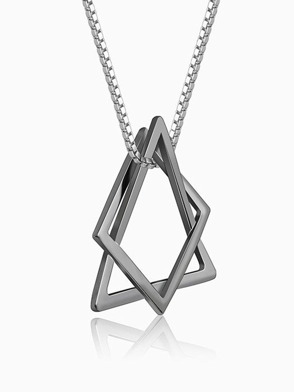 Black Rhodium Hexagram Pendant With Box Chain For Him