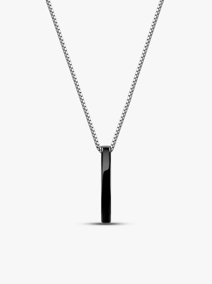 Black Rhodium Sympa Pendant With Box Chain For Him