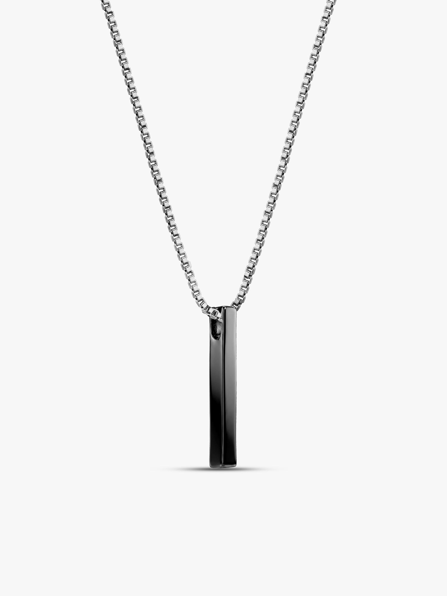 Black Rhodium Sympa Pendant With Box Chain For Him