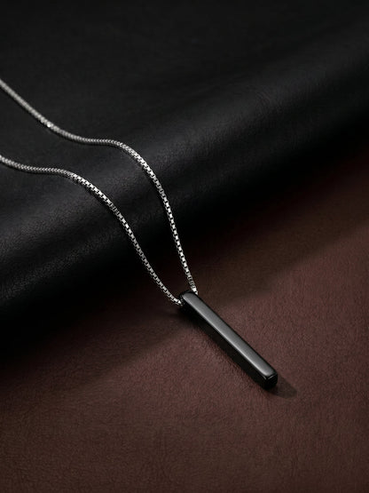 Black Rhodium Sympa Pendant With Box Chain For Him