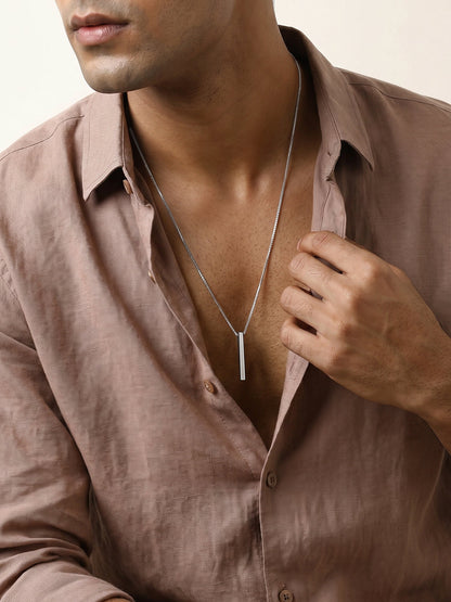 Black Rhodium Sympa Pendant With Box Chain For Him