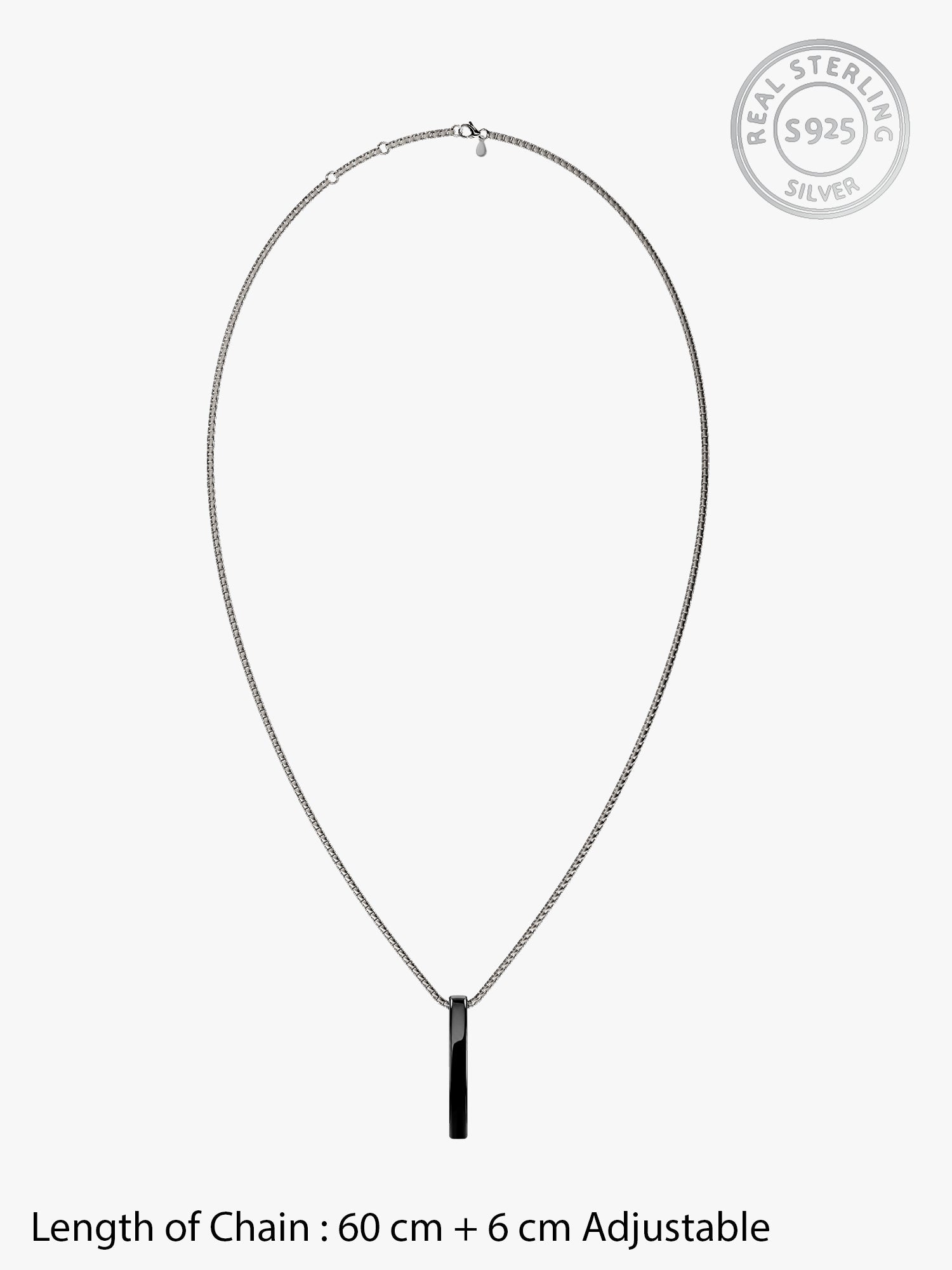 Black Rhodium Sympa Pendant With Box Chain For Him