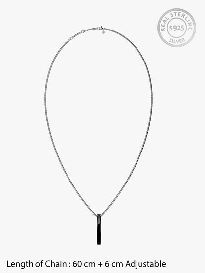 Black Rhodium Sympa Pendant With Box Chain For Him