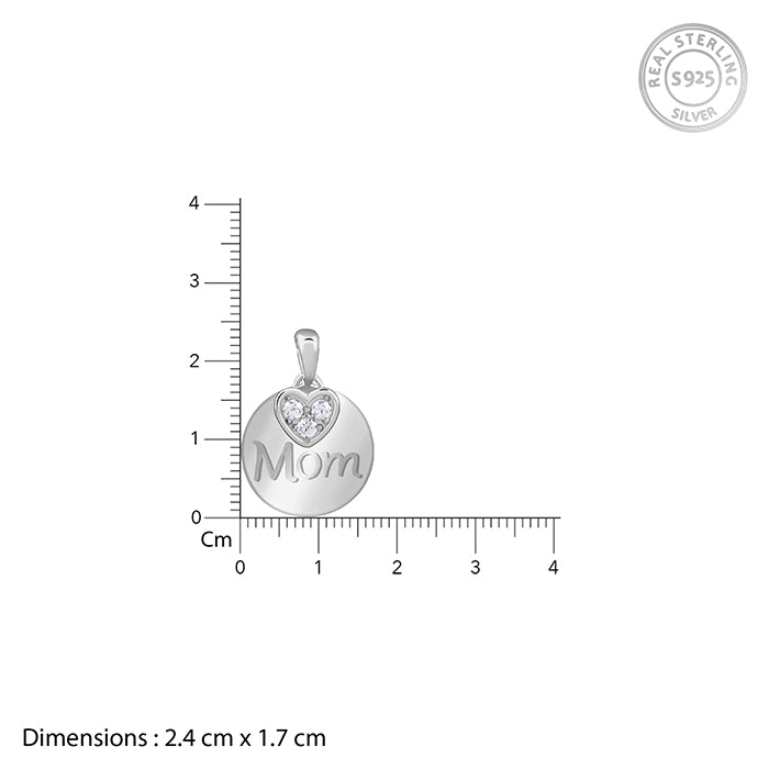 Silver Love for Mom Pendant With Link Chain - silver pendant for women