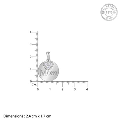 Silver Love for Mom Pendant With Link Chain - silver pendant for women