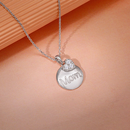 Silver Love for Mom Pendant With Link Chain
