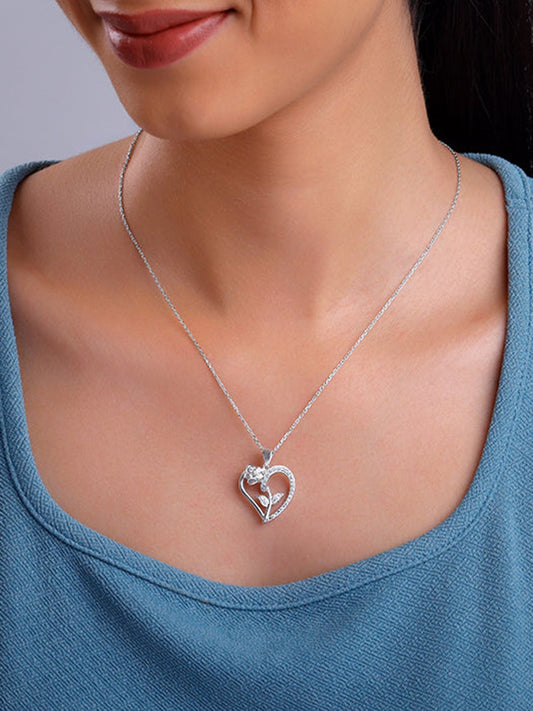 Silver Rooted in Love Pendant With Link Chain