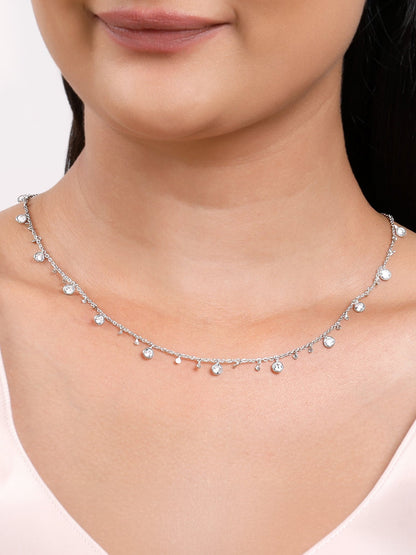 Silver Zirconia Charm Necklace