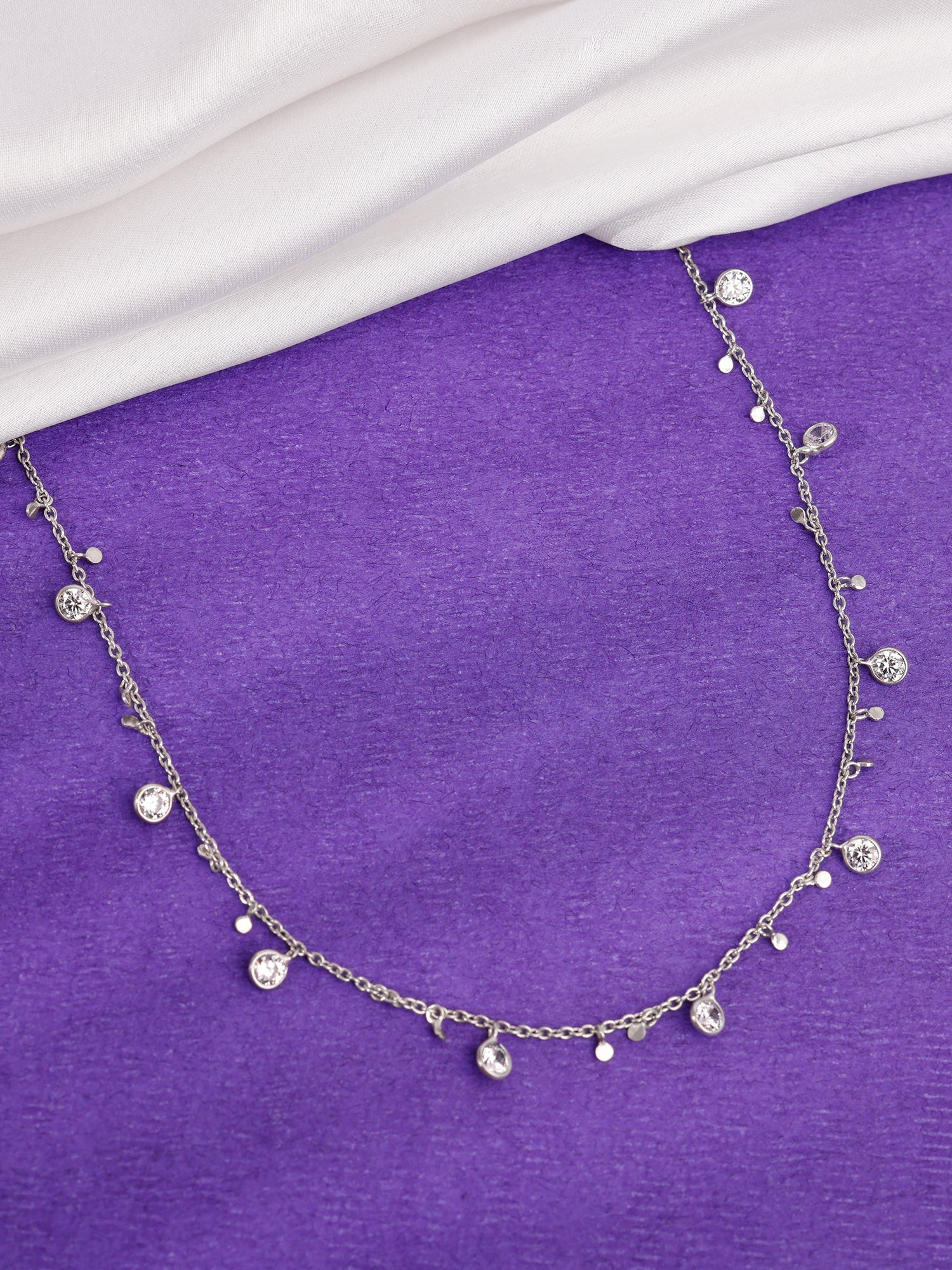 Silver Zirconia Charm Necklace