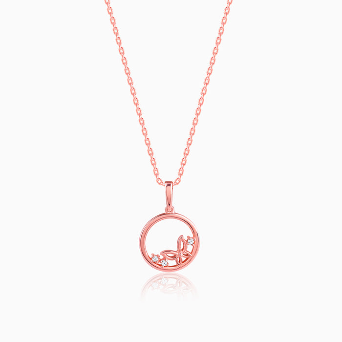 Rose Gold Butterfly Pendant with Link Chain- rose gold pendant for women
