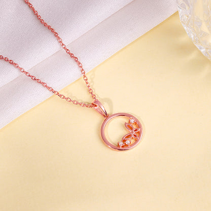 Rose Gold Butterfly Pendant with Link Chain