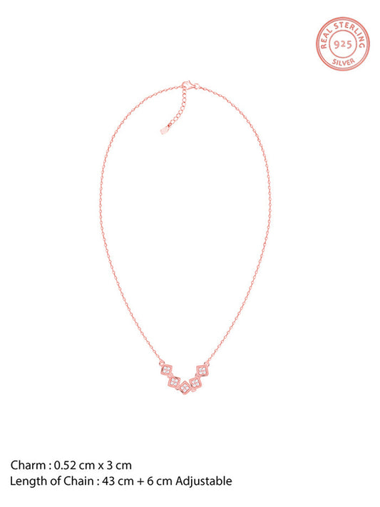 Rose Gold Classy Cube Pendant With Link Chain