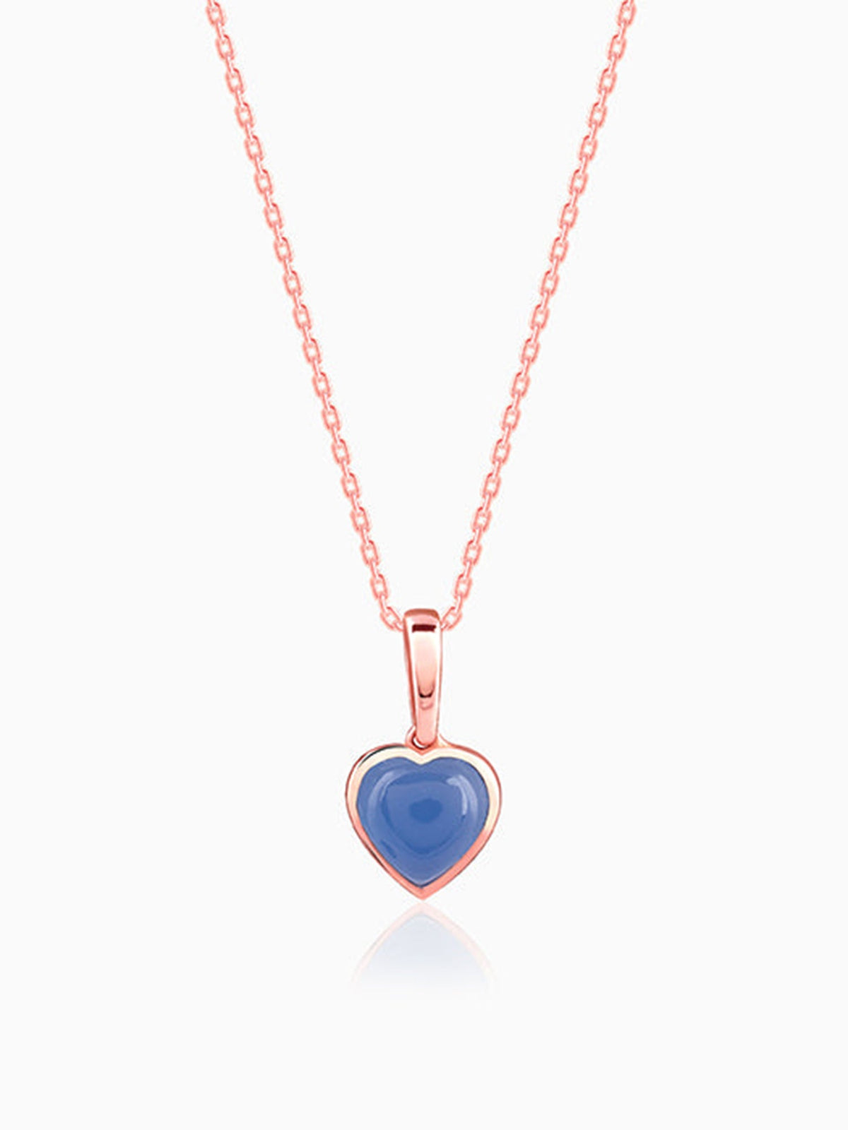 Rose Gold Heart Aquamarine Pendant with Link Chain