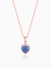 Rose Gold Heart Aquamarine Pendant with Link Chain